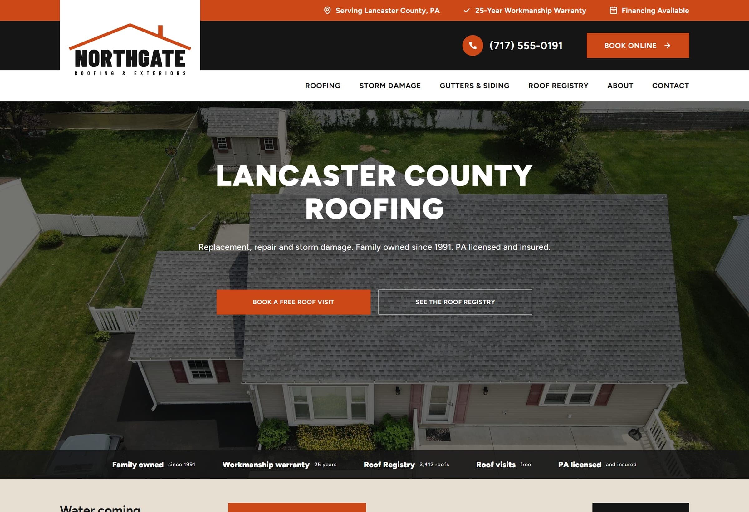 Preview of Northgate Roofing & Exteriors fictional concept website