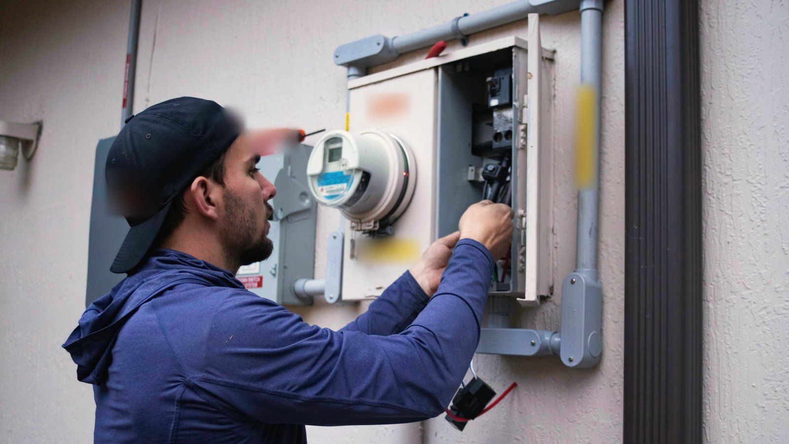 A technician working at a customer's home